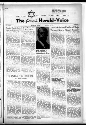 Primary view of The Jewish Herald-Voice (Houston, Tex.), Vol. 48, No. 19, Ed. 1 Thursday, August 13, 1953