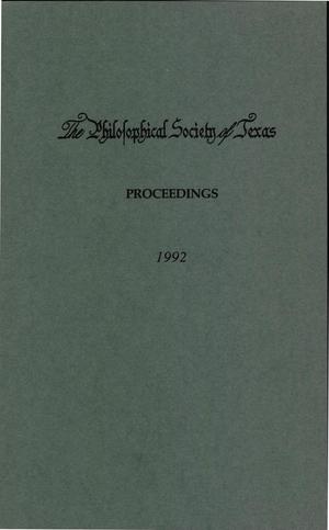 Philosophical Society of Texas, Proceedings of the Annual Meeting: 1992