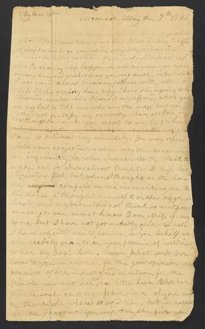 Primary view of [Letter from Elizabeth Upshur Teackle to her sister, Ann Upshur Eyre - May 9, 1796]