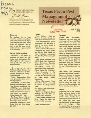 Primary view of Texas Pecan Pest Management Newsletter, Volume 94, Number 2, April 1994
