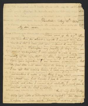Primary view of [Letter from Juliet Upshur to her cousin, Elizabeth Upshur Teackle, May 18, 1806]