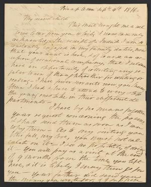 Primary view of [Letter from Elizabeth Upshur Teackle to her daughter, Elizabeth Ann Upshur Teackle, September 4, 1816]