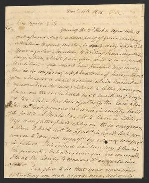 Primary view of [Letter from Elizabeth Upshur Teackle to her daughter, Elizabeth Ann Upshur Teackle, November 11, 1816]