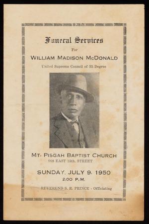 [Funeral Program for William Madison McDonald, July 9, 1950]