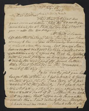 Primary view of [Letter from Elizabeth Upshur Teackle to her husband, Littleton Dennis Teackle, July 15, 1812]
