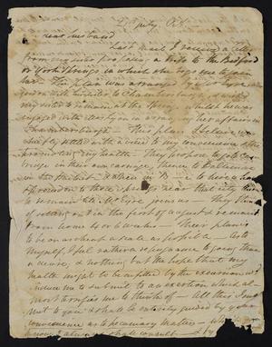 Primary view of [Letter from Elizabeth Upshur Teackle to her husband, Littleton Dennis Teackle, July 21, 1812]