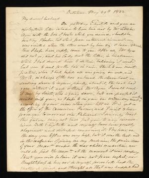 Primary view of [Letter from Elizabeth Upshur Teackle to her husband, Littleton Dennis Teackle, May 29, 1832]