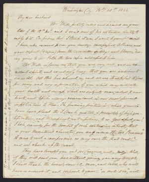 Primary view of [Letter from Elizabeth Upshur Teackle to her husband, Littleton Dennis Teackle, February 20, 1833]