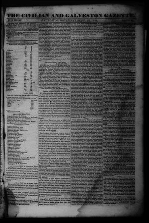 Primary view of The Civilian and Galveston Gazette. (Galveston, Tex.), Vol. 6, Ed. 1 Saturday, September 28, 1844