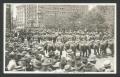 Postcard: [Calvary Soldiers on horseback parading in front of San Jacinto Plaza]
