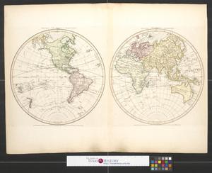Primary view of Western Hemisphere or New World [and] Eastern Hemisphere or Old World.