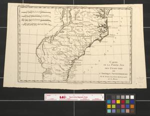 Primary view of Carte de la partie sud des Etats Unis de l'Amérique septentrionale.