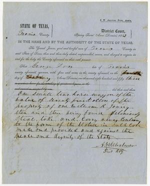 Documents pertaining to the case of The State of Texas vs. George Foos, cause no. 303, 1853