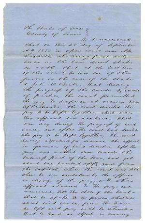 Documents pertaining to the case of The State of Texas vs. N.M. Luckett, cause no. 303, 1853