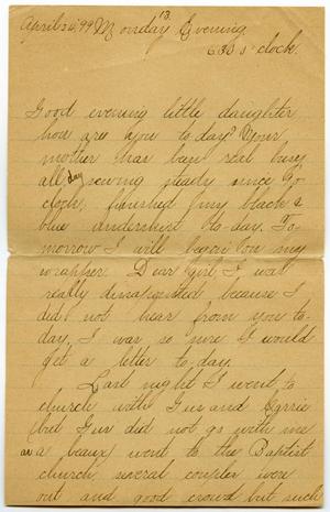Primary view of [Letters from Lula Dalton to Linnet Moore, April 24-26, 1899]