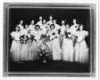 Photograph: [Fourteen Club Terpsicore members posing with flowers]