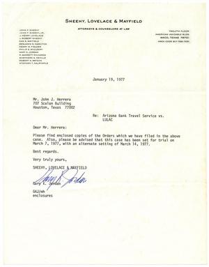 [Letter from Gary K. Jordan to John J. Herrera - 1977-01-19]
