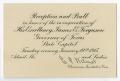 Text: [Announcement Card for the Reception and Ball in Honor of Governor Ja…