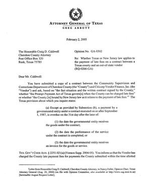 Primary view of Texas Attorney General Opinion: GA-0302