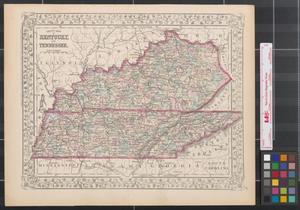 Primary view of County map of Kentucky and Tennessee.