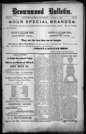 Primary view of Brownwood Bulletin. (Brownwood, Tex.), Vol. 9, No. 50, Ed. 1 Thursday, October 11, 1894