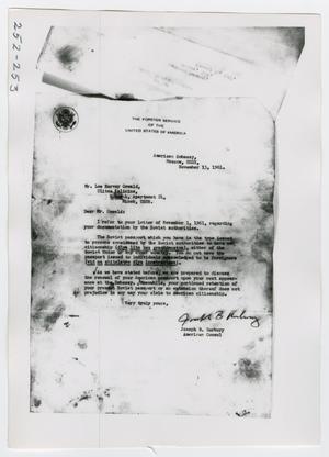 Primary view of object titled '[Letters from American Embassy, Photograph #2]'.