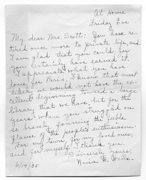 [Letter from Nina S. Wells to Carolyn Street Scott, June 14, 1935]