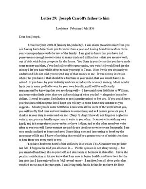 [Transcript of letter from Joseph Carroll to Joseph A. Carroll, February 19, 1856]