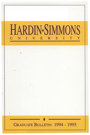Primary view of Catalog of Hardin-Simmons University, 1994-1995 Graduate Bulletin