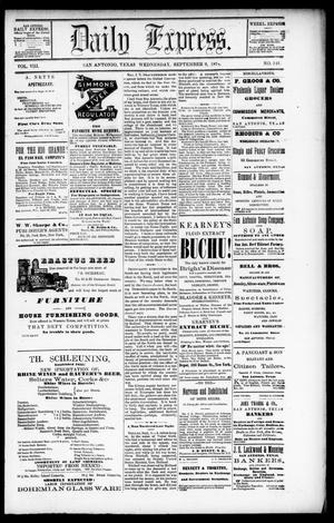 Primary view of Daily Express. (San Antonio, Tex.), Vol. 8, No. 123, Ed. 1 Wednesday, September 9, 1874