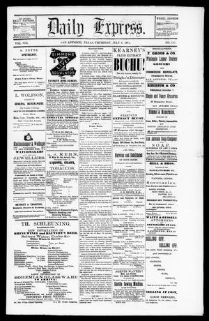 Primary view of Daily Express. (San Antonio, Tex.), Vol. 8, No. 155, Ed. 1 Thursday, July 2, 1874