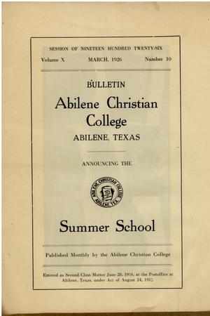 Primary view of object titled 'Catalog of Abilene Christian College, 1926'.