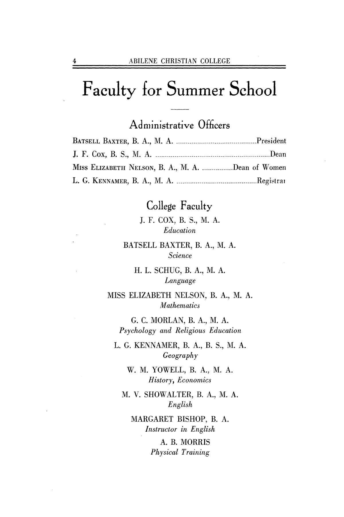 Catalog of Abilene Christian College, 1926
                                                
                                                    4
                                                
