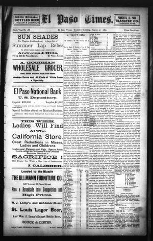 Primary view of El Paso Times. (El Paso, Tex.), Vol. NINTH YEAR, No. 188, Ed. 1 Tuesday, August 20, 1889