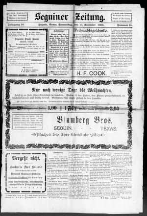 Primary view of Seguiner Zeitung. (Seguin, Tex.), Vol. 16, No. 18, Ed. 1 Thursday, December 13, 1906