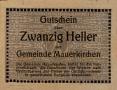 Physical Object: [Austrian bank note in the denomination of 20 heller]