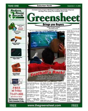 Primary view of object titled 'Greensheet (Houston, Tex.), Vol. 39, No. 366, Ed. 1 Wednesday, September 3, 2008'.