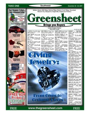 Primary view of object titled 'Greensheet (Houston, Tex.), Vol. 38, No. 548, Ed. 1 Thursday, December 20, 2007'.