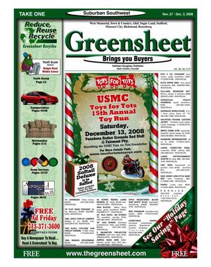 Primary view of object titled 'Greensheet (Houston, Tex.), Vol. 39, No. 513, Ed. 1 Thursday, November 27, 2008'.