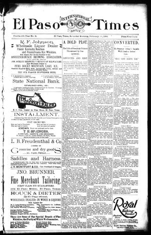 Primary view of El Paso International Daily Times (El Paso, Tex.), Vol. 14, No. 35, Ed. 1 Saturday, February 10, 1894