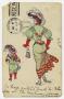 Postcard: [Postcard of a Woman in a Red and Green Dress with a Young Girl]