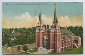 Primary view of [Postcard of St. Francis Catholic Church]