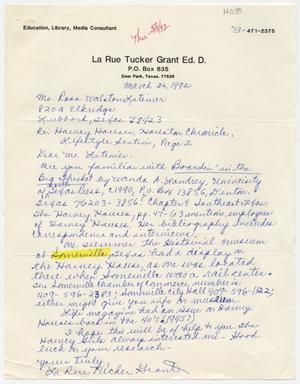 [Letter from La Rue Tucker Grant to Rosa Walston Latimer - May 12, 1992]