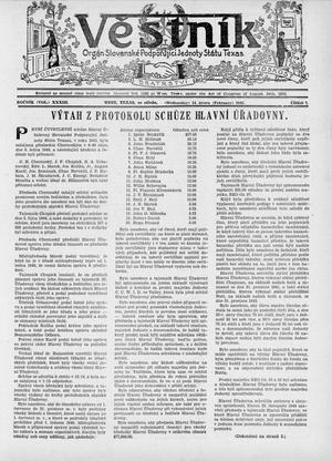Primary view of Věstník (West, Tex.), Vol. 33, No. 7, Ed. 1 Wednesday, February 14, 1945