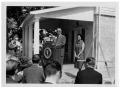 Photograph: [Lyndon Johnson Speaking Outside of the Texas White House]