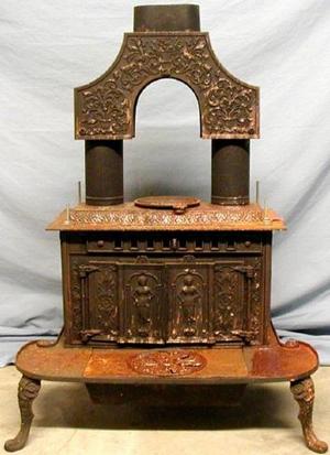 [Victorian cast-iron parlor stove]