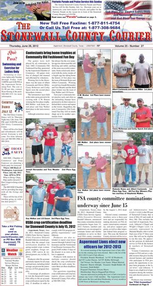 The Stonewall County Courier (Aspermont, Tex.), Vol. 25, No. 27, Ed. 1 Thursday, June 28, 2012