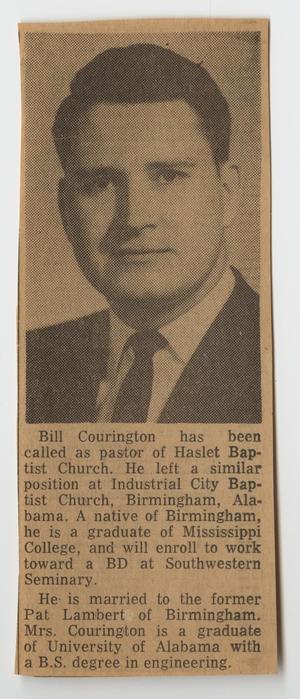 [Newspaper Clipping Referencing Bill Courington]
