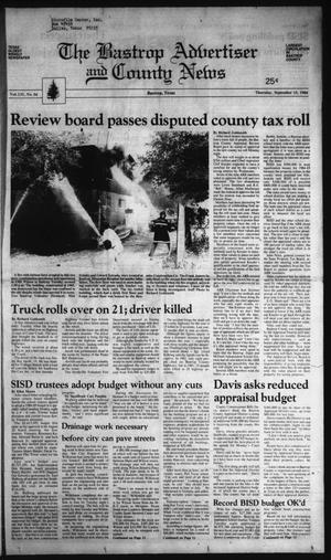Primary view of The Bastrop Advertiser and County News (Bastrop, Tex.), Vol. 131, No. 56, Ed. 1 Thursday, September 13, 1984