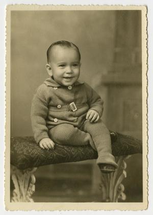 [Portrait of Small Male Child Sitting on a Bench]